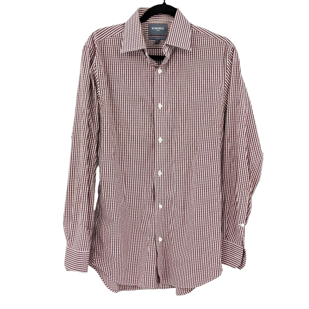 Bonobos‎ Slim Fit Gingham Button Down Shirt Stretch 15.5 34